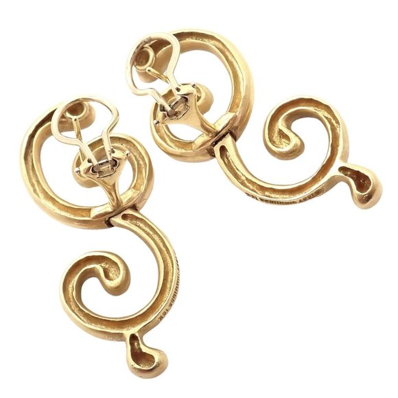Rare! Authentic Vintage Angela Cummings 18k Yellow Gold Curl Earrings - Picture 3 of 10
